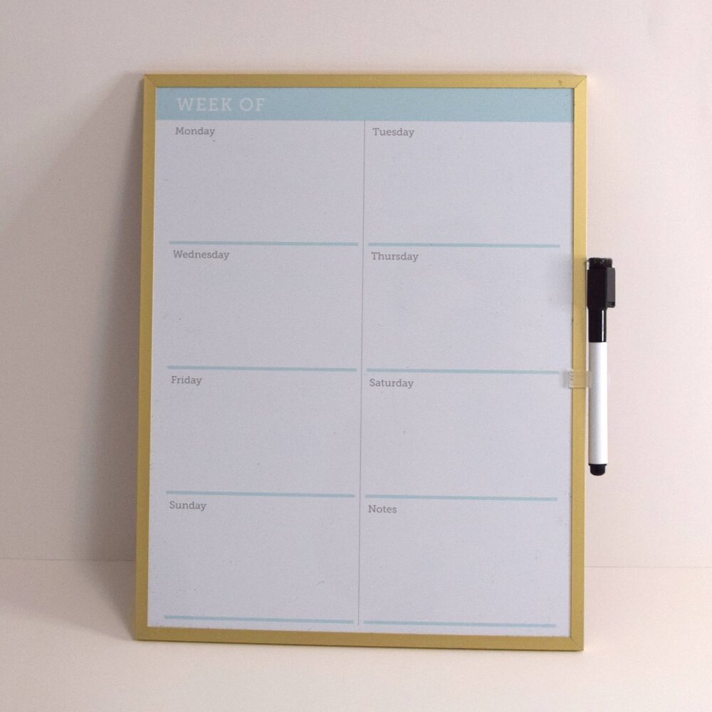 3/$20 Gold and Baby Blue Dry Erase Weekly Planning Board